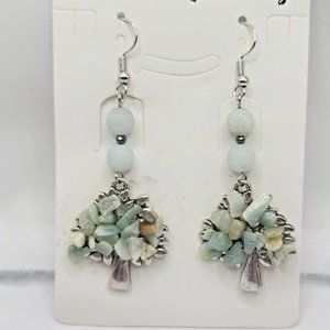 New Amazonite Gemstone tree of life earrings , 2 1/2 inches